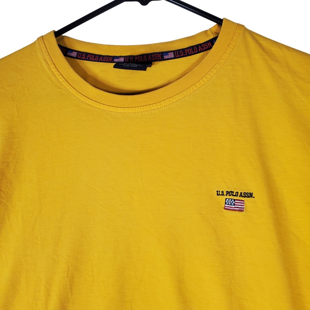 US Polo Assn Mens XXL Yellow Short Sleeve Cotton T-Shirt American Flag Logo